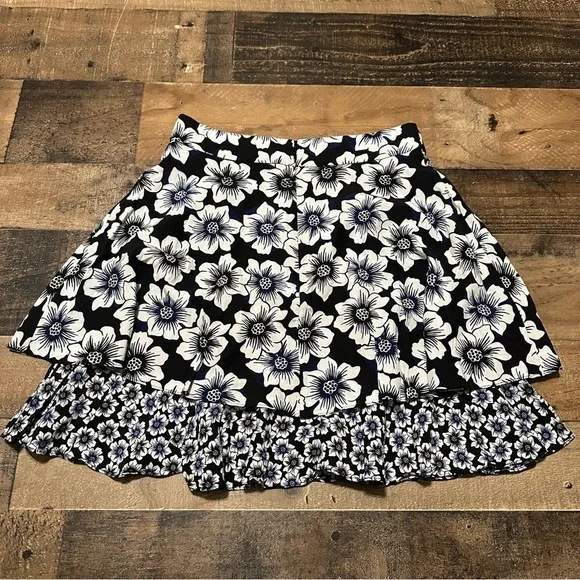 Kate Spade Hollyhock Double Layer Silk Floral Skirt - Picture 2 of 6